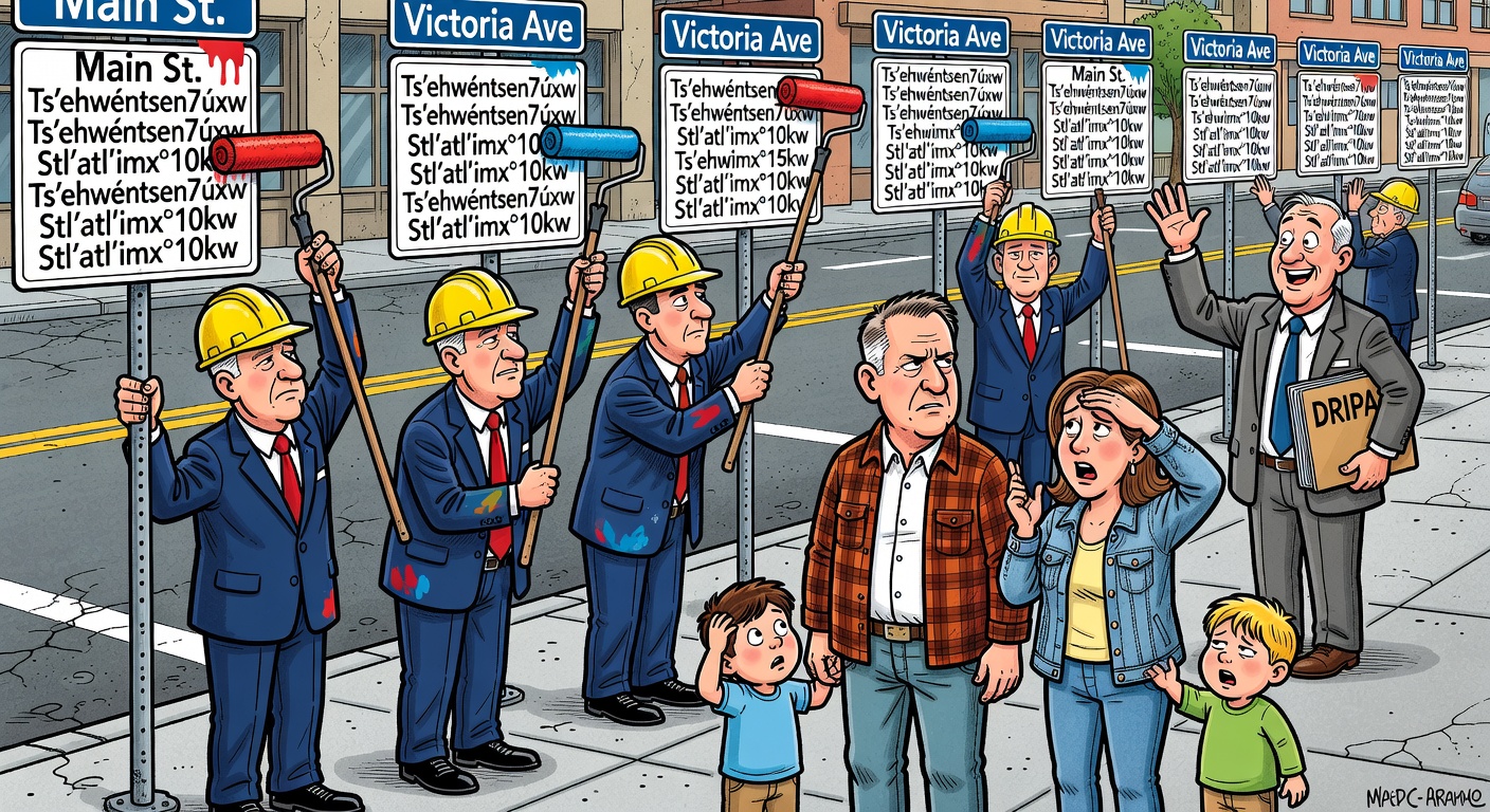 NDP bureaucrats renaming BC street signs to unpronounceable Indigenous names